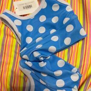 LainSnow Blue and White Polka Dot Kids One Piece